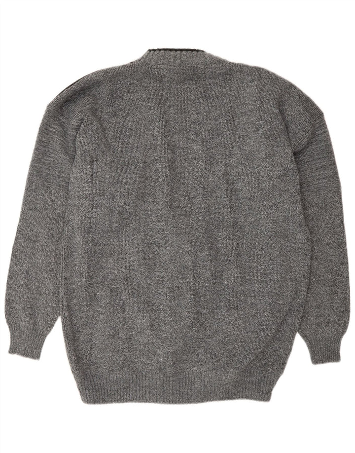 Suéter cardigã masculino VINTAGE acrílico cinza grande