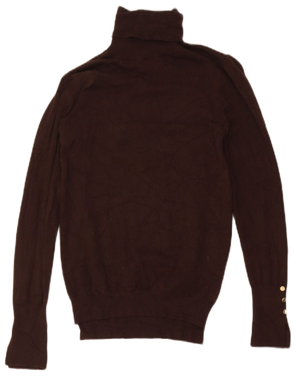 Suéter feminino Zara com gola redonda e viscose marrom médio UK 12