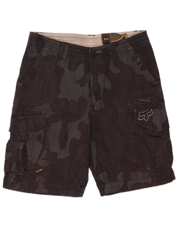 Shorts cargo masculino FOX W34 grande algodão camuflado preto