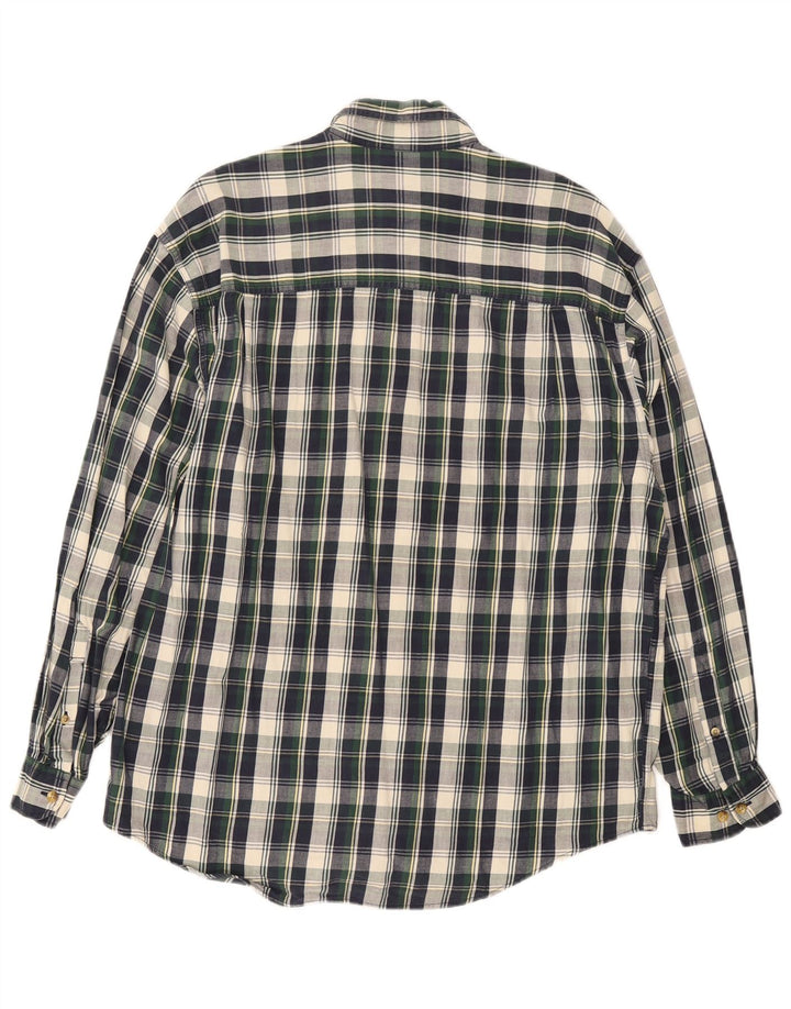 Camisa masculina de flanela Eddie Bauer de algodão xadrez médio azul marinho