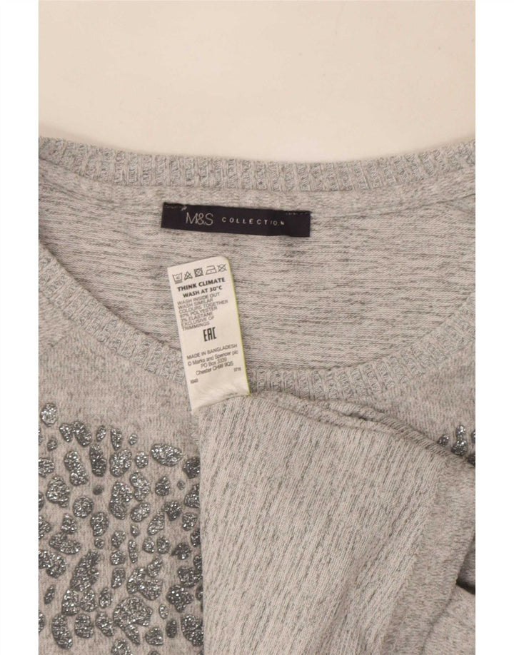 Túnica feminina Marks & Spencer de manga comprida UK 16 poliéster cinza grande
