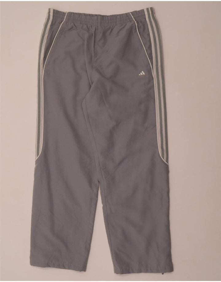 Calça de treino masculina Adidas grande cinza colorblock poliéster