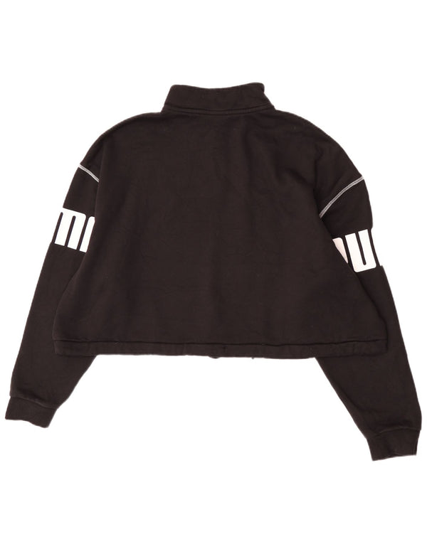 Suéter feminino Puma Crop Graphic com zíper e gola UK 20 2XL algodão preto