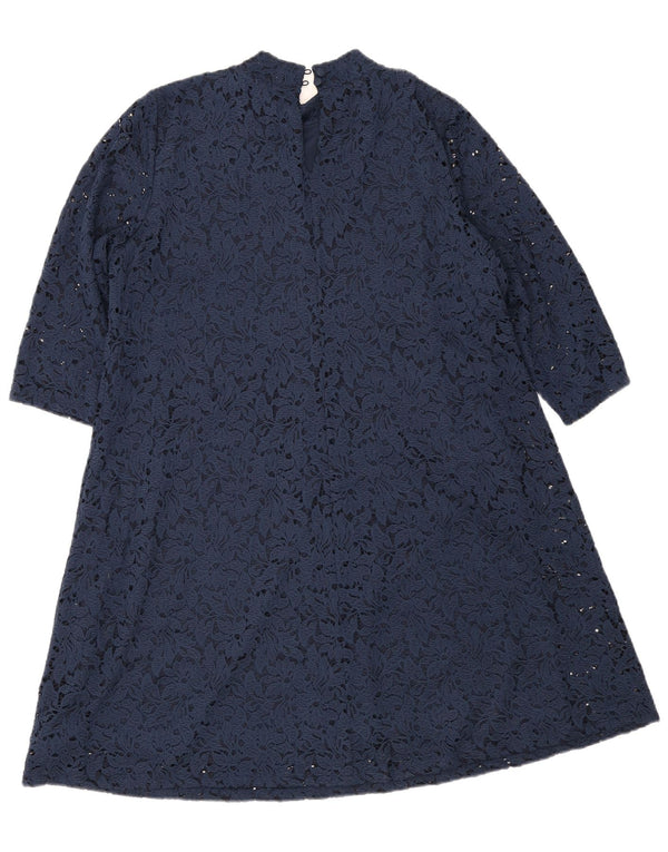 Vestido feminino Marks & Spencer manga 3/4 linha A UK 20 2XL azul marinho floral