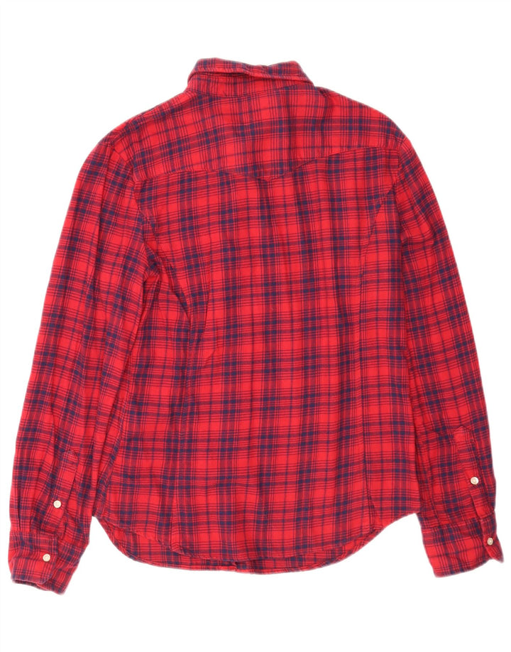 Camisa feminina de flanela Levi's Reino Unido 14 grande algodão xadrez vermelho