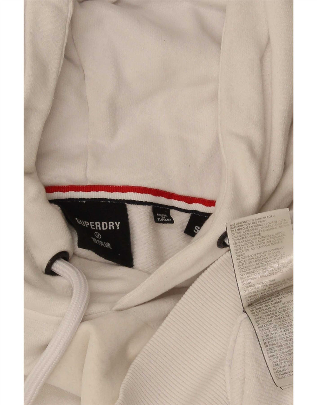 Suéter com capuz gráfico masculino Superdry pequeno algodão branco