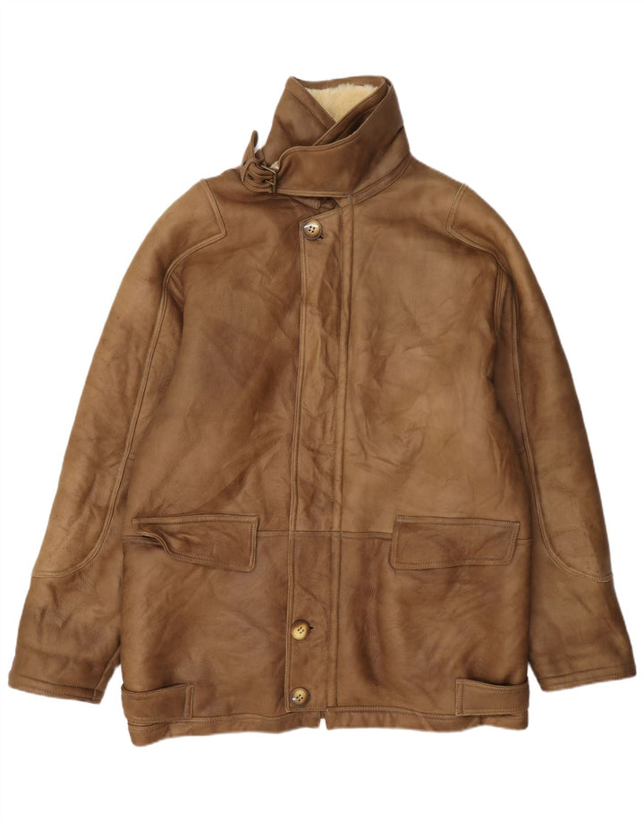 Vintage Mens Shearling Jacket IT 50 Large Beige