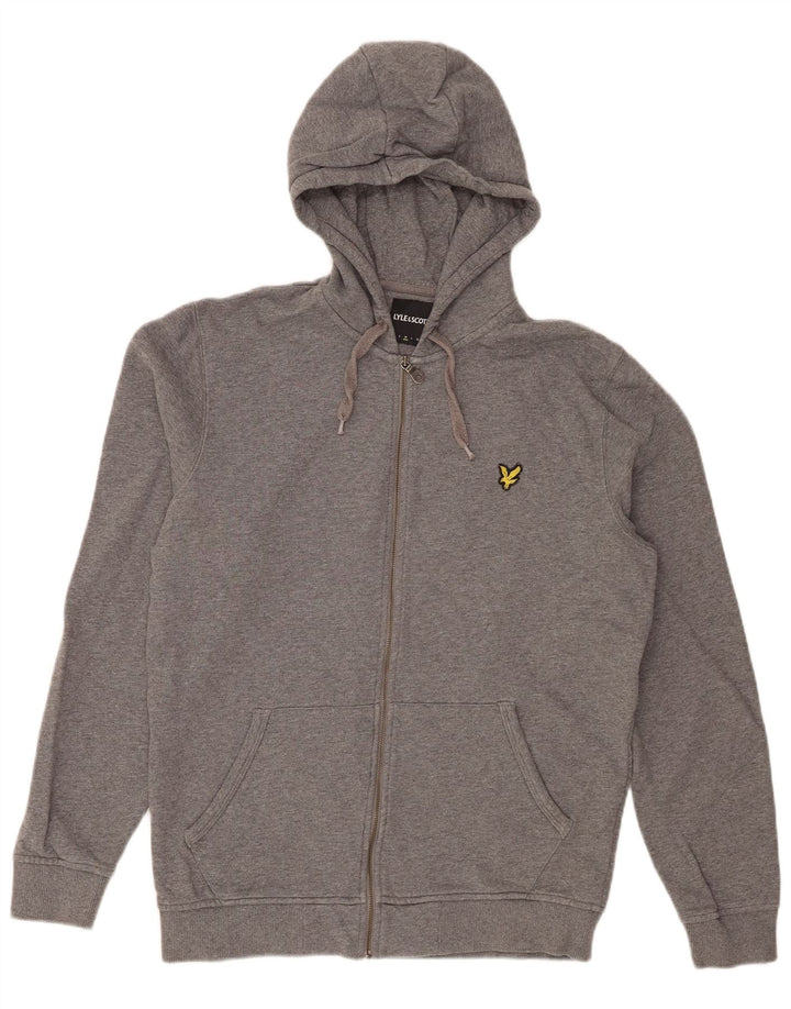Suéter masculino com capuz e zíper Lyle & Scott algodão manchado cinza médio
