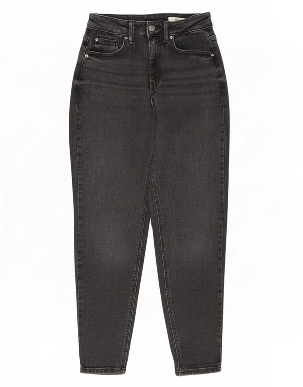 Marks & Spencer Womens Mom Tapered Jeans UK 8 Small W27 L27 Black Cotton
