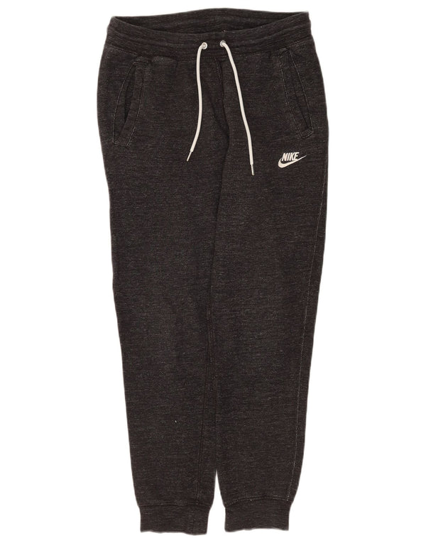 Calça de treino feminina Nike Joggers UK 10 pequeno cinza manchado de algodão