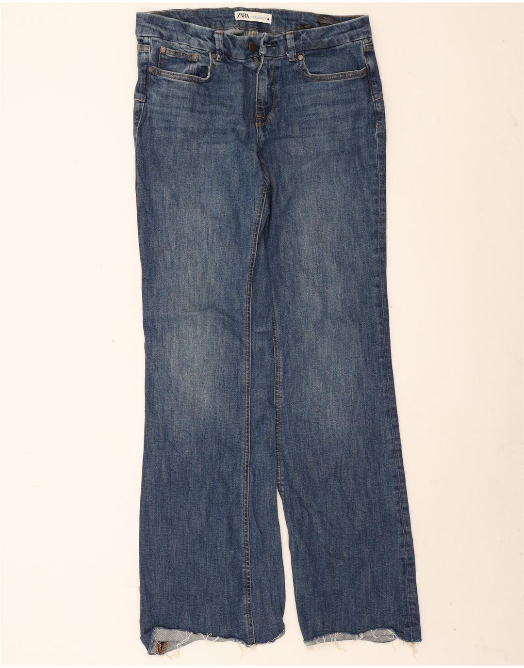 Zara Jeans feminino queimado EU 38 pequeno W28 L33 azul algodão