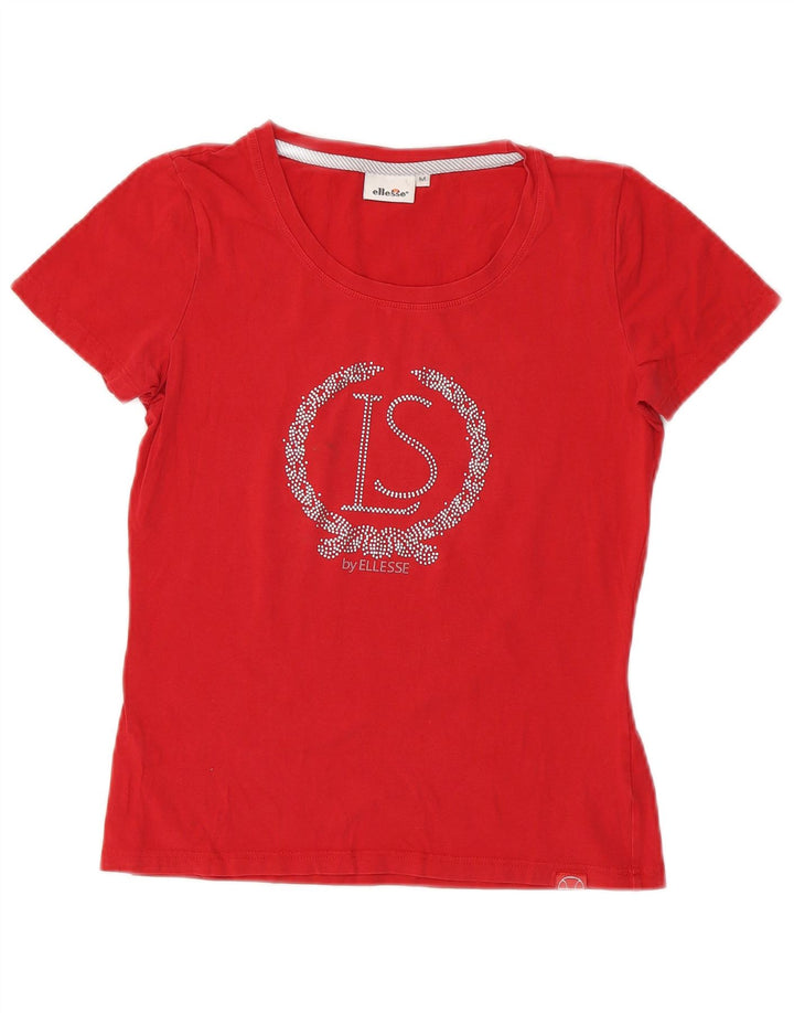 Camiseta feminina Ellesse com estampa gráfica UK 12 algodão vermelho médio
