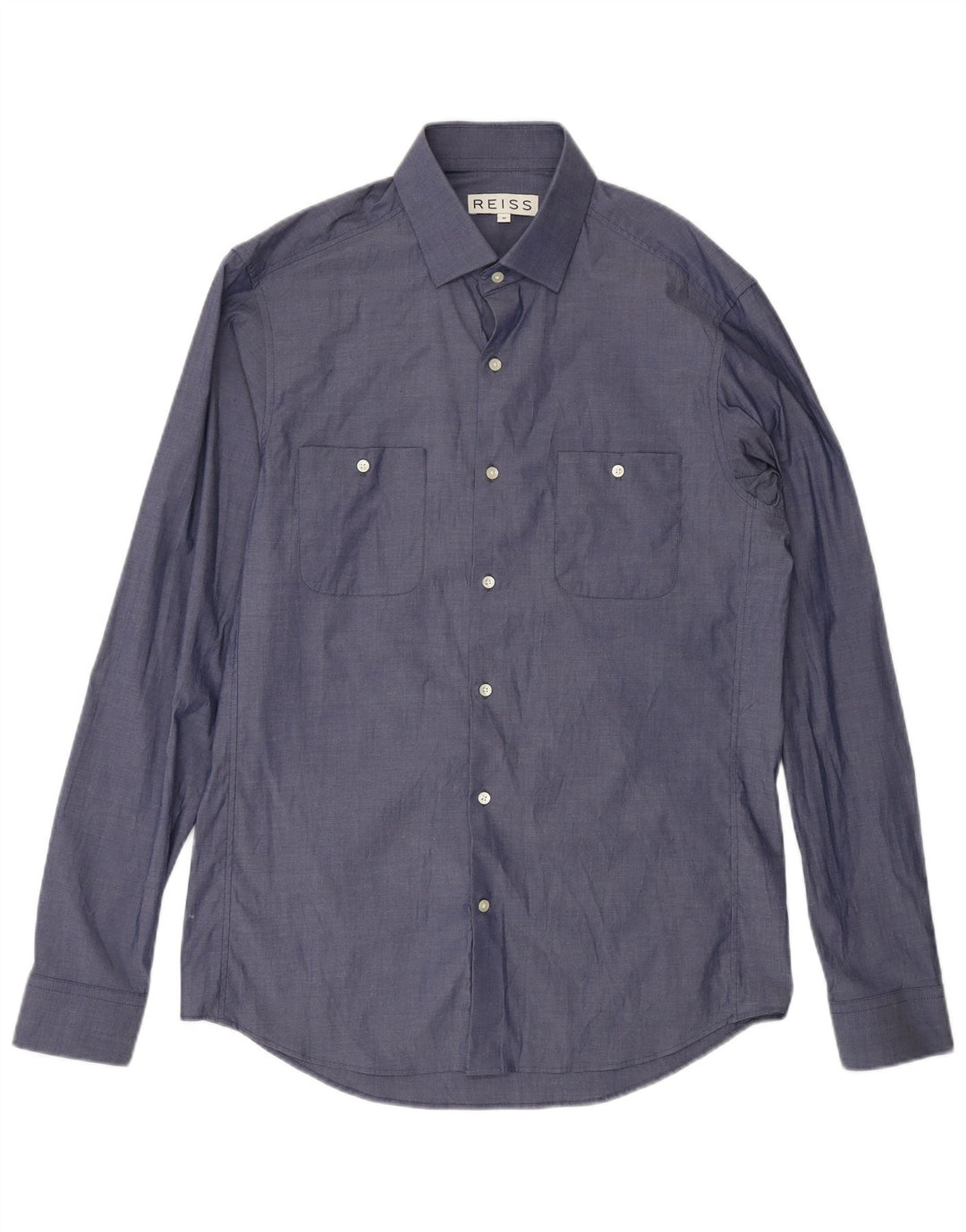 Camisa masculina Reiss de algodão azul marinho médio