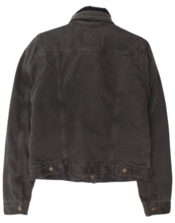 Jaqueta jeans feminina Sherpa Levi's UK 10 algodão cinza pequeno