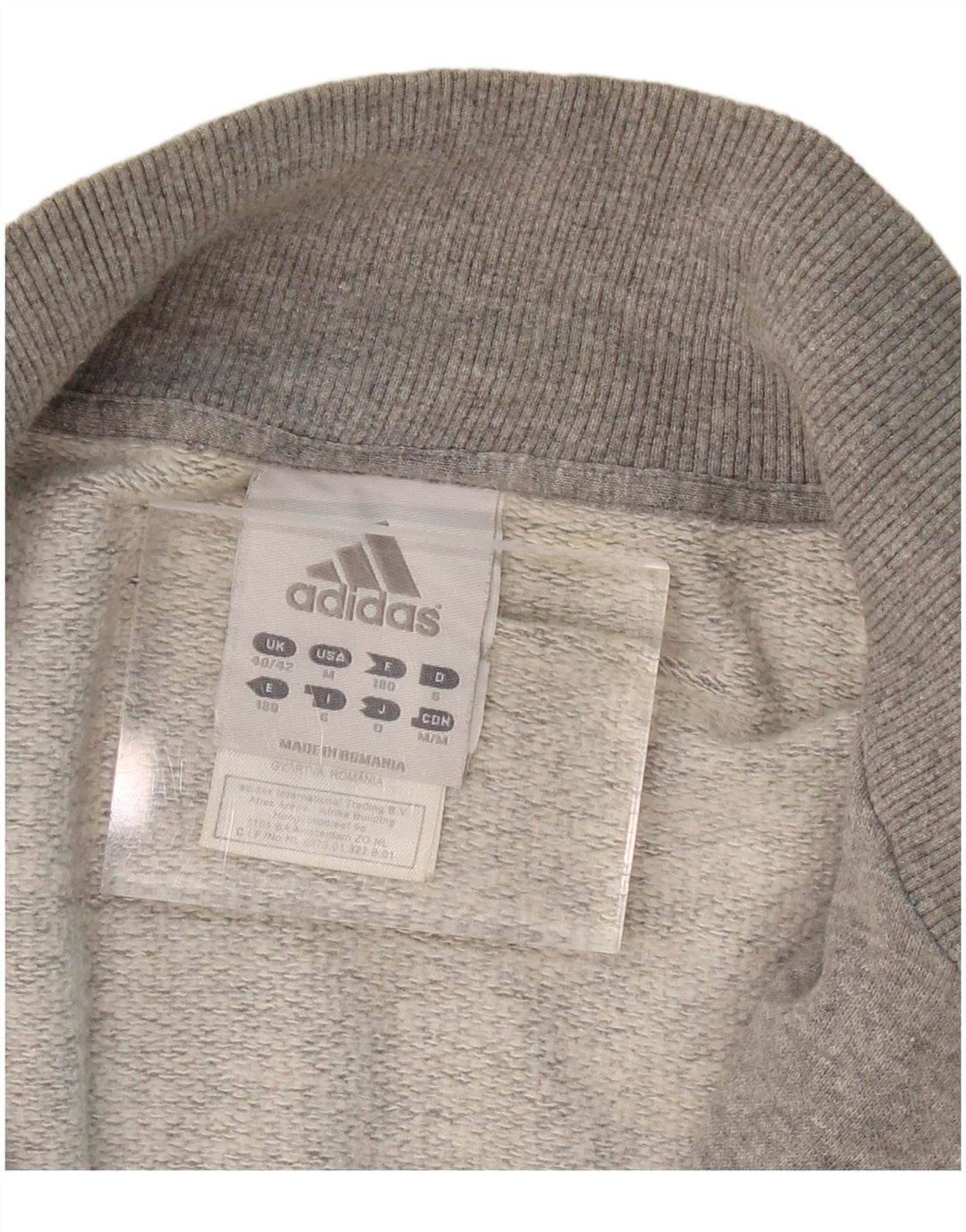 ADIDAS Mens Tracksuit Top Jacket UK 40/42 Médio Cinza Algodão