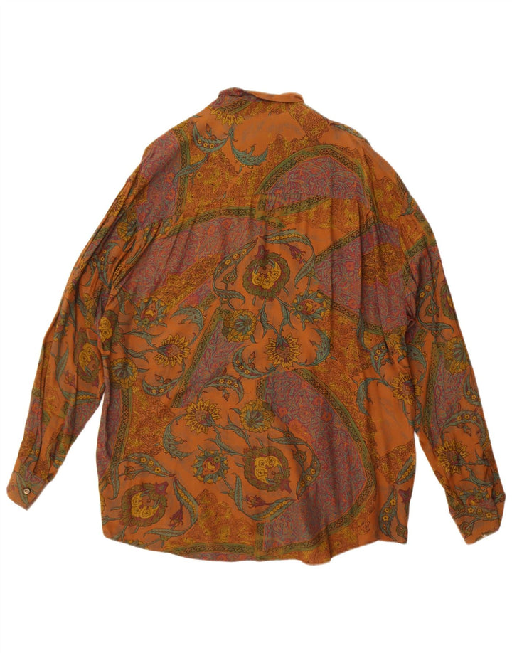 Camisa masculina vintage grande viscose floral marrom