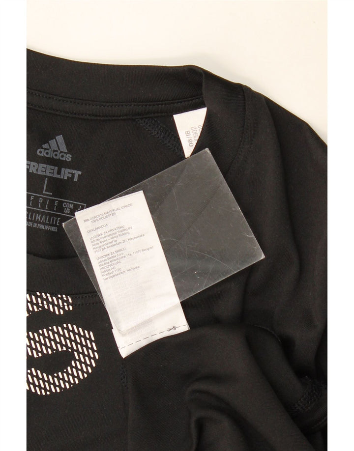 ADIDAS Mens Climalite Graphic T-Shirt Top Grande Poliéster Preto