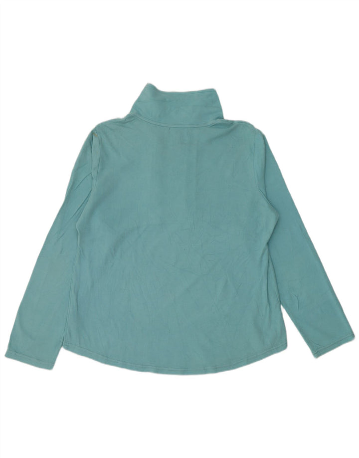 CHAPS Pulôver feminino com zíper e gola alta, pulôver, Reino Unido 18 XL, algodão azul