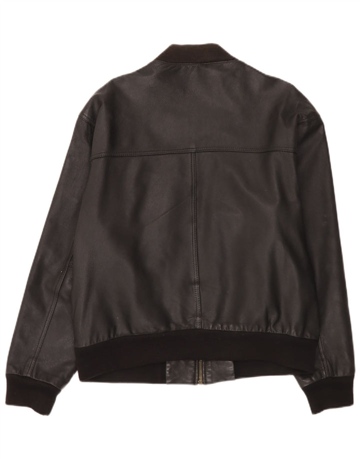 Jaqueta de couro bomber masculina vintage UK 38 média preta