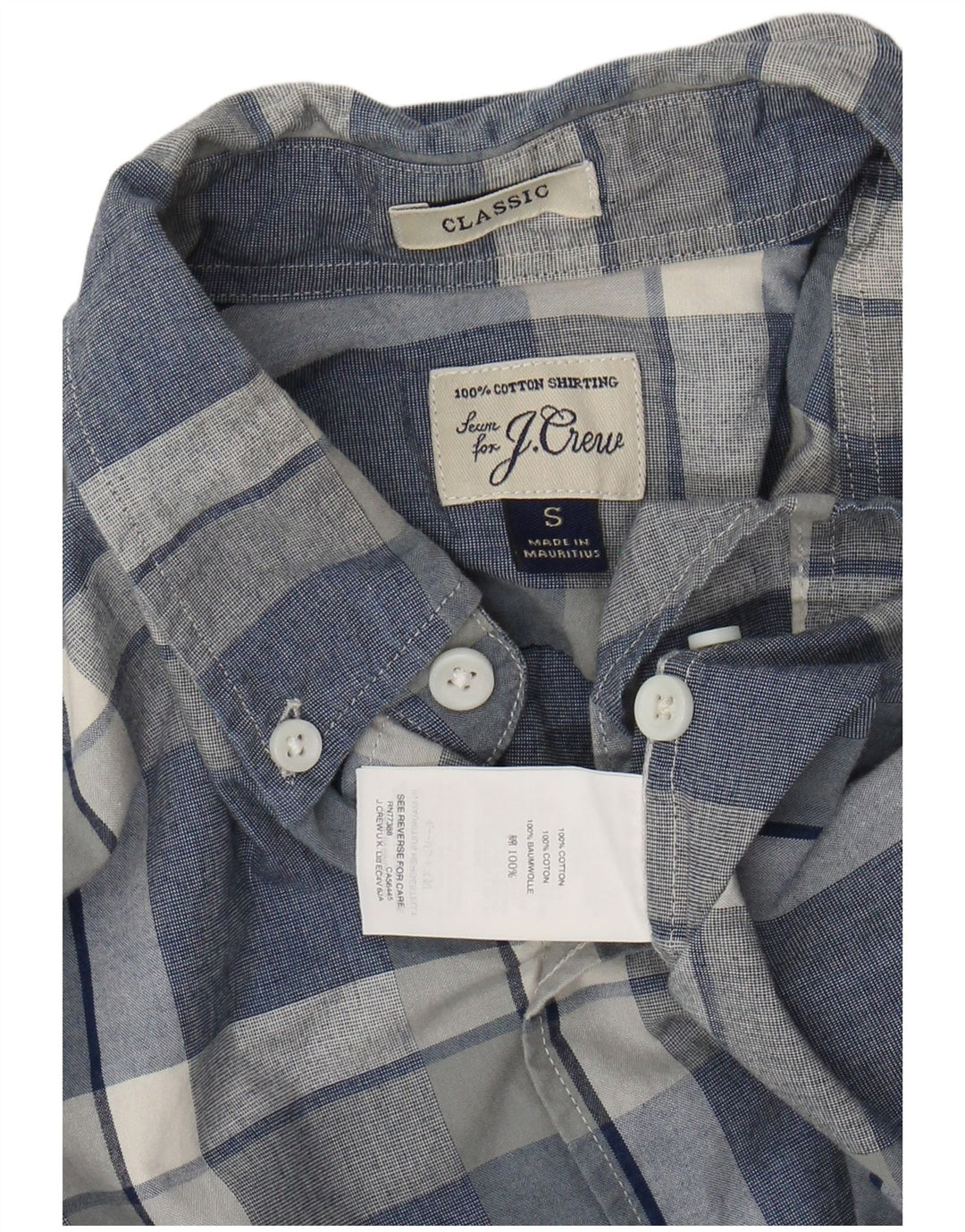 J. CREW Camisa masculina clássica de ajuste pequeno de algodão xadrez azul