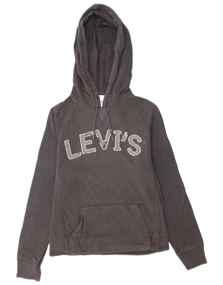 Suéter com capuz gráfico masculino LEVI'S pequeno algodão cinza