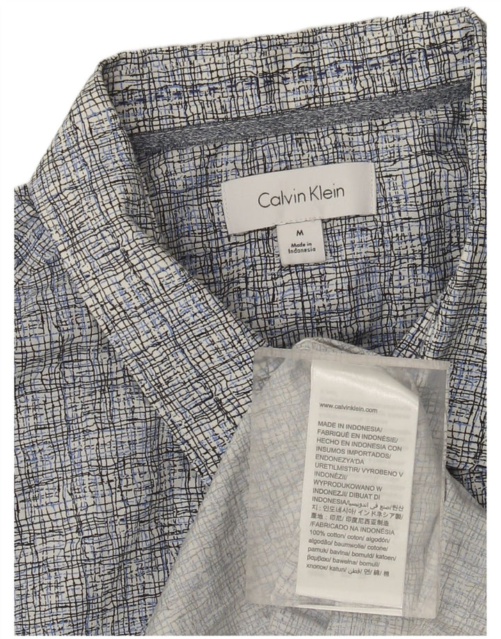 Camisa masculina de manga curta Calvin Klein algodão xadrez azul médio