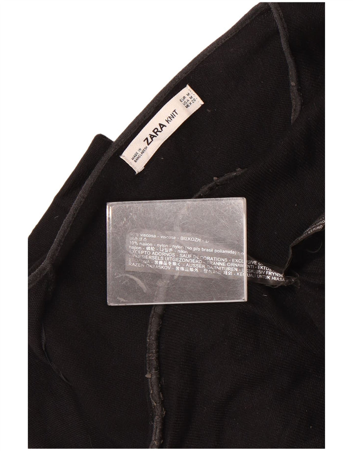 Suéter cardigã feminino grande da Zara Reino Unido 14 viscose preta média