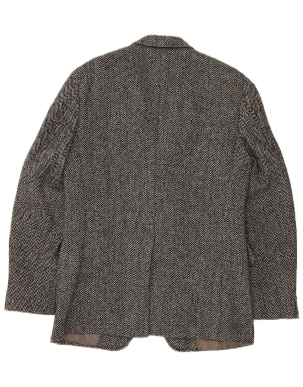 J.S.A. Jaqueta blazer masculina de 2 botões BANK Reino Unido 38 lã espinha de peixe cinza médio