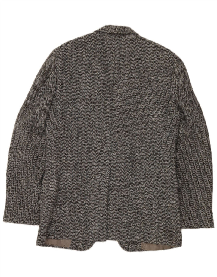 J.S.A. Jaqueta blazer masculina de 2 botões BANK Reino Unido 38 lã espinha de peixe cinza médio