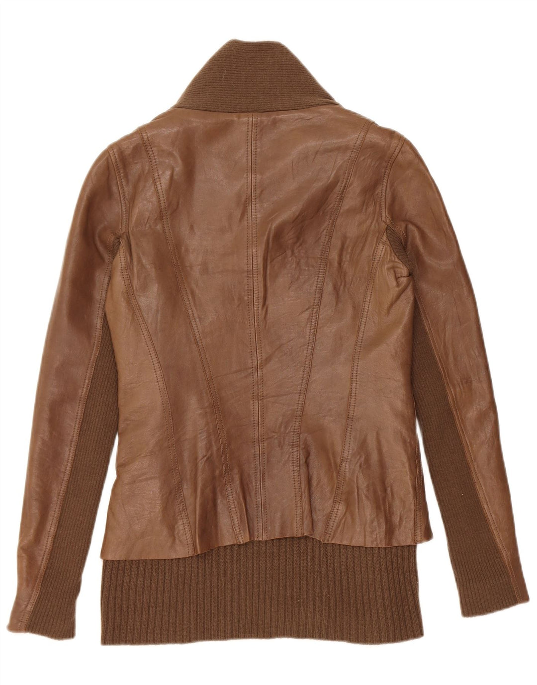 Jaqueta de couro feminina vintage Reino Unido 10 couro marrom pequeno