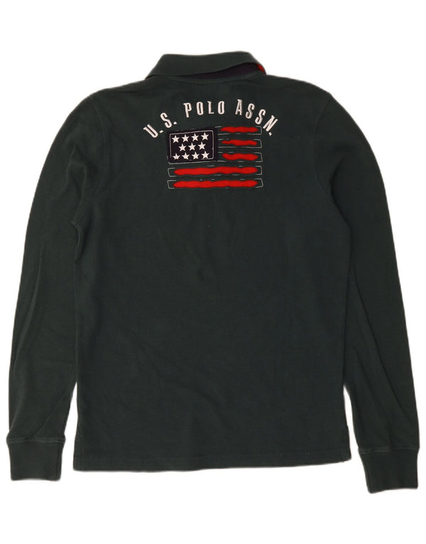 US Polo Assn. Camisa masculina de manga comprida gráfica pequena algodão verde