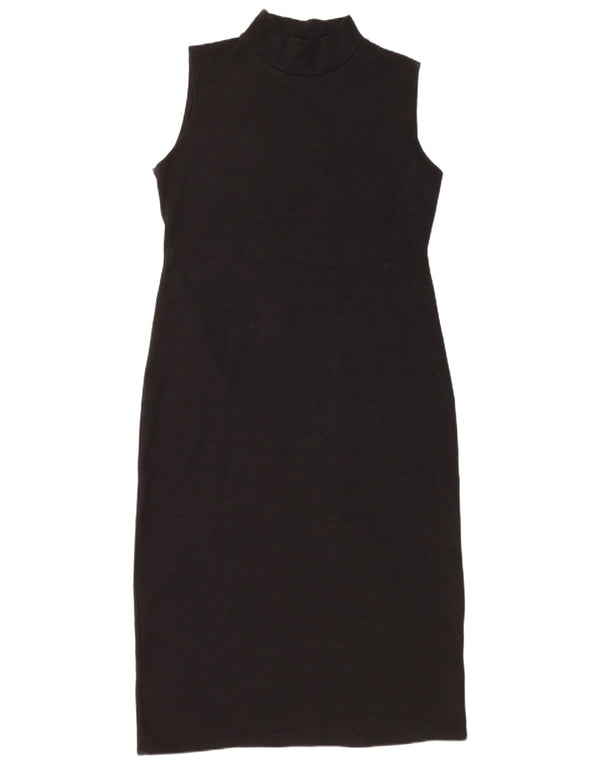 Zara vestido feminino sem mangas sem mangas Reino Unido 16 grande algodão preto
