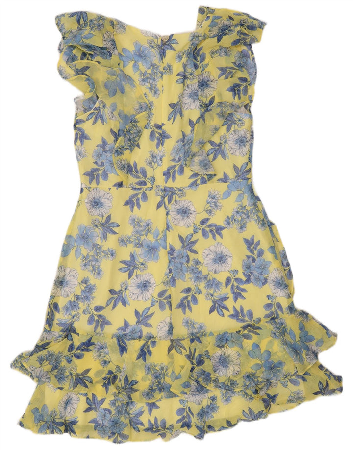 Vestido feminino TOMMY HILFIGER em linha A US 8 poliéster floral amarelo médio