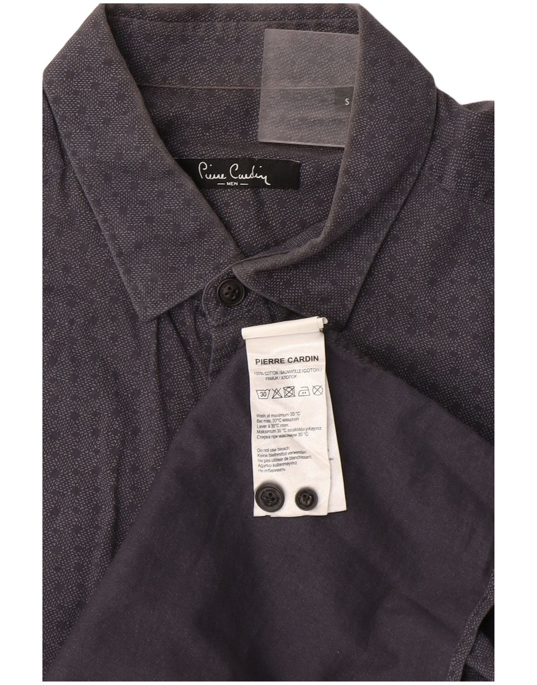 Camisa masculina Pierre Cardin pequena algodão manchado cinza