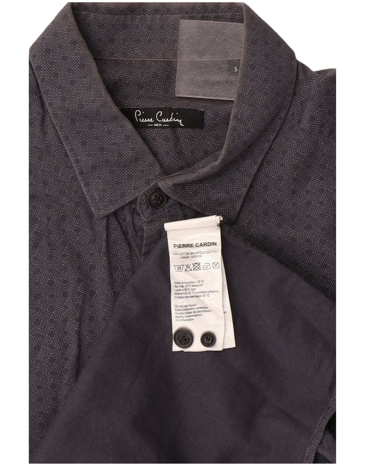Camisa masculina Pierre Cardin pequena algodão manchado cinza