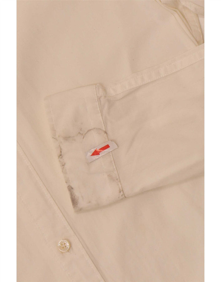 Tommy Hilfiger Mens Slim Fit Camisa Média Off White Algodão