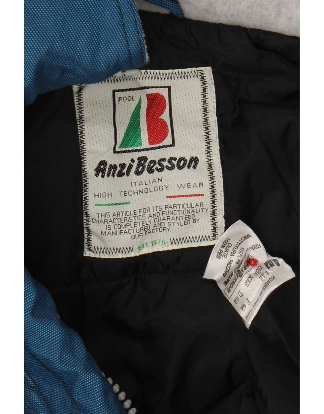 Jaqueta anoraque feminina com capuz Anzi Besson IT 42 bloco colorido azul médio