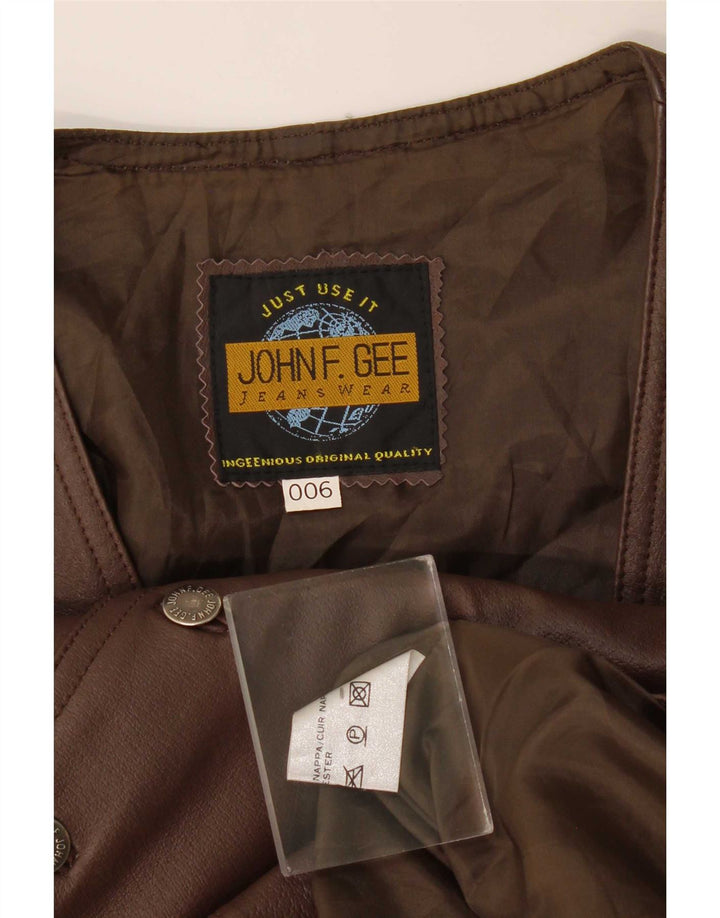 Colete de couro masculino John F Gee marrom médio