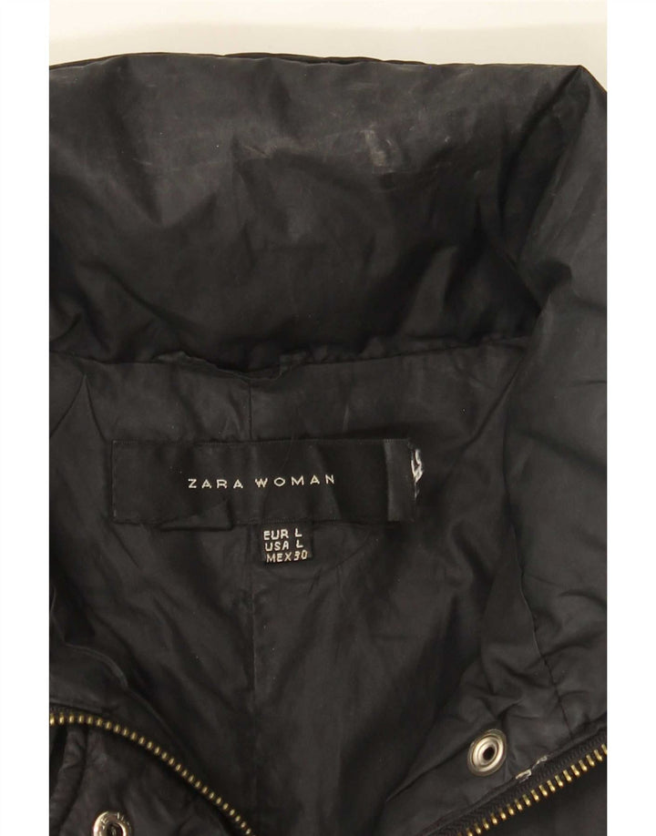 Jaqueta acolchoada feminina Zara UK 14 grande preta