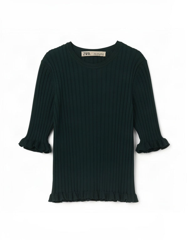 Blusa feminina Zara Top UK 8 pequena viscose verde