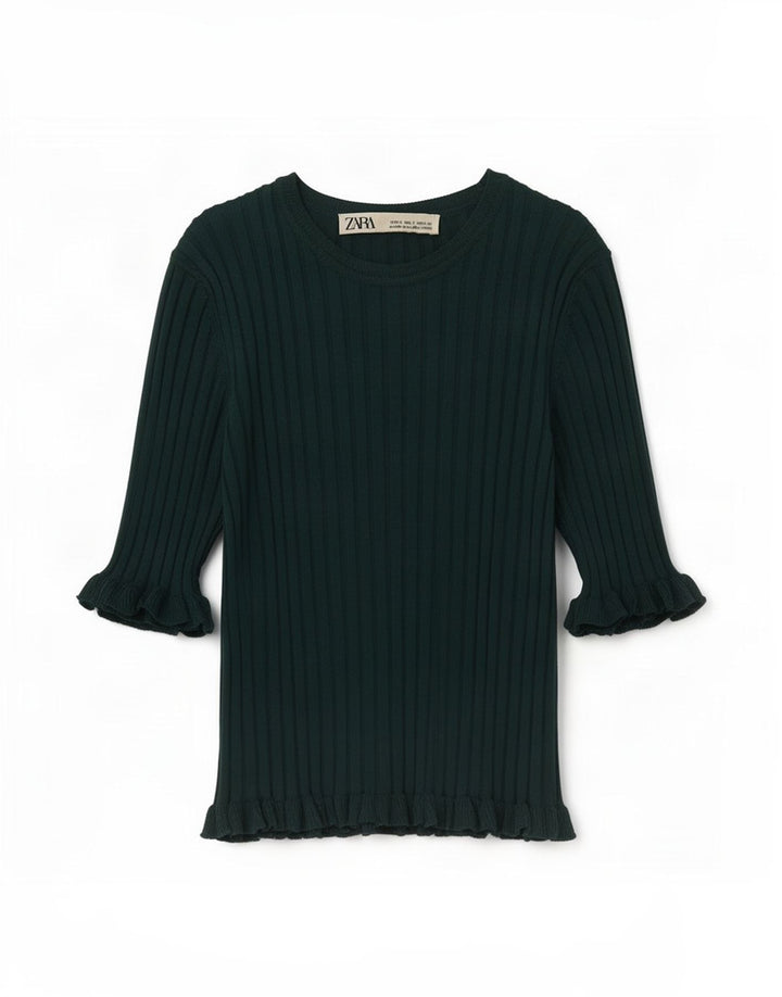 Blusa feminina Zara Top UK 8 pequena viscose verde