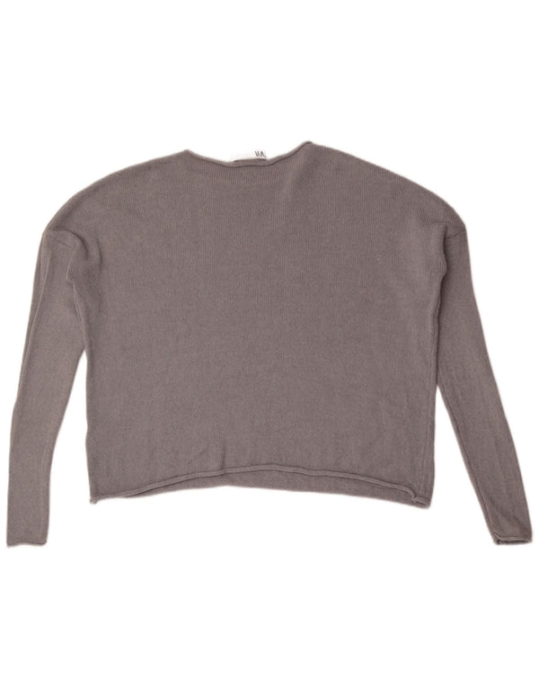 Zara Suéter feminino cropped grande com gola canoa Reino Unido 6 XS algodão cinza