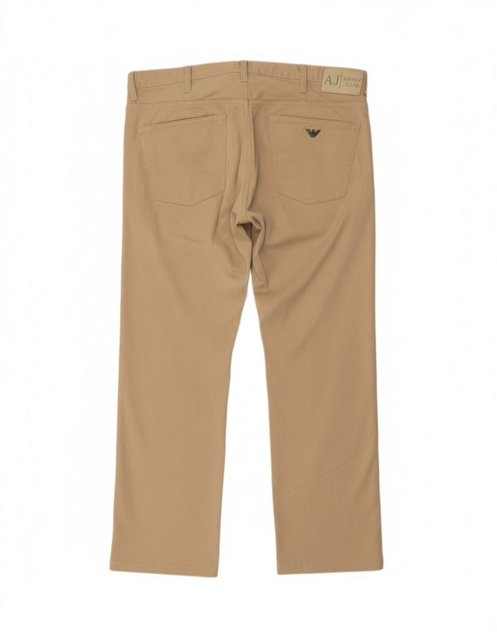 ARMANI Calça masculina reta casual W34 L28 algodão bege