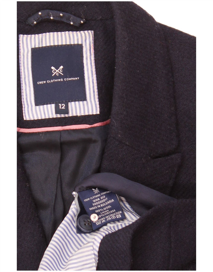 Jaqueta blazer feminina de 2 botões da Crew Clothing UK 12 lã azul marinho médio