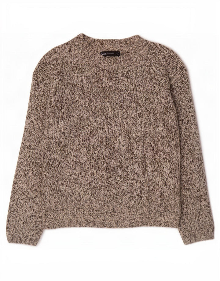Suéter feminino Marks & Spencer com gola canoa Reino Unido 14 cinza médio manchado