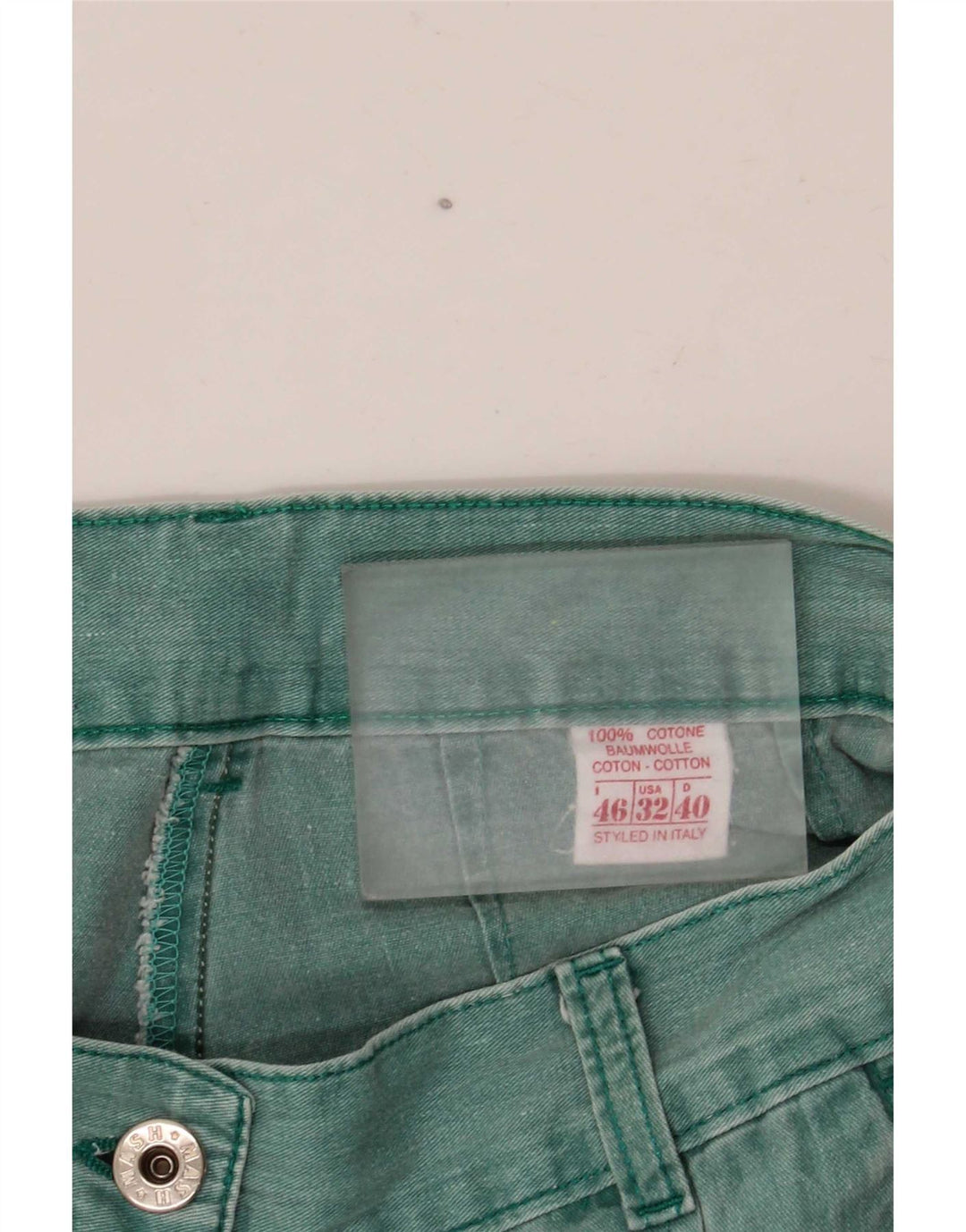 Shorts femininos mash com pegged casual IT 46 grande W32 algodão verde