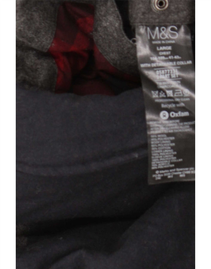 Jaqueta acolchoada masculina Marks & Spencer UK 41 grande cinza colorblock lã