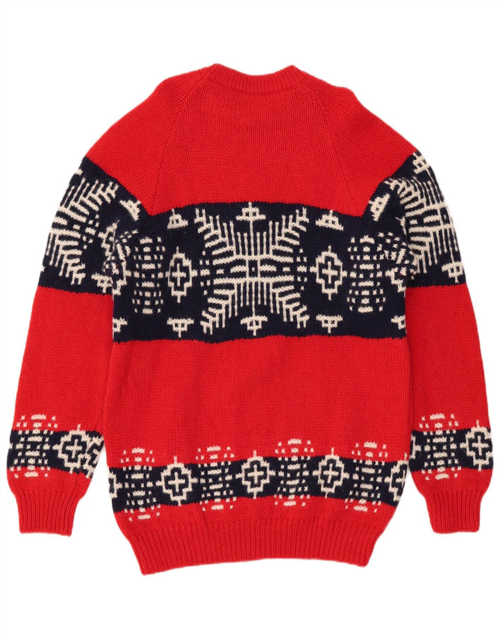 Suéter masculino BENETTON com gola canoa médio vermelho Fair Isle Wool