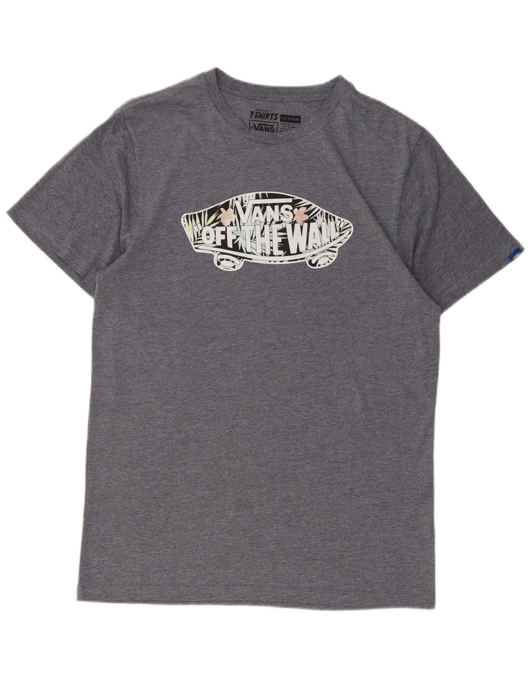Vans Camiseta masculina gráfica Top cinza médio algodão manchado