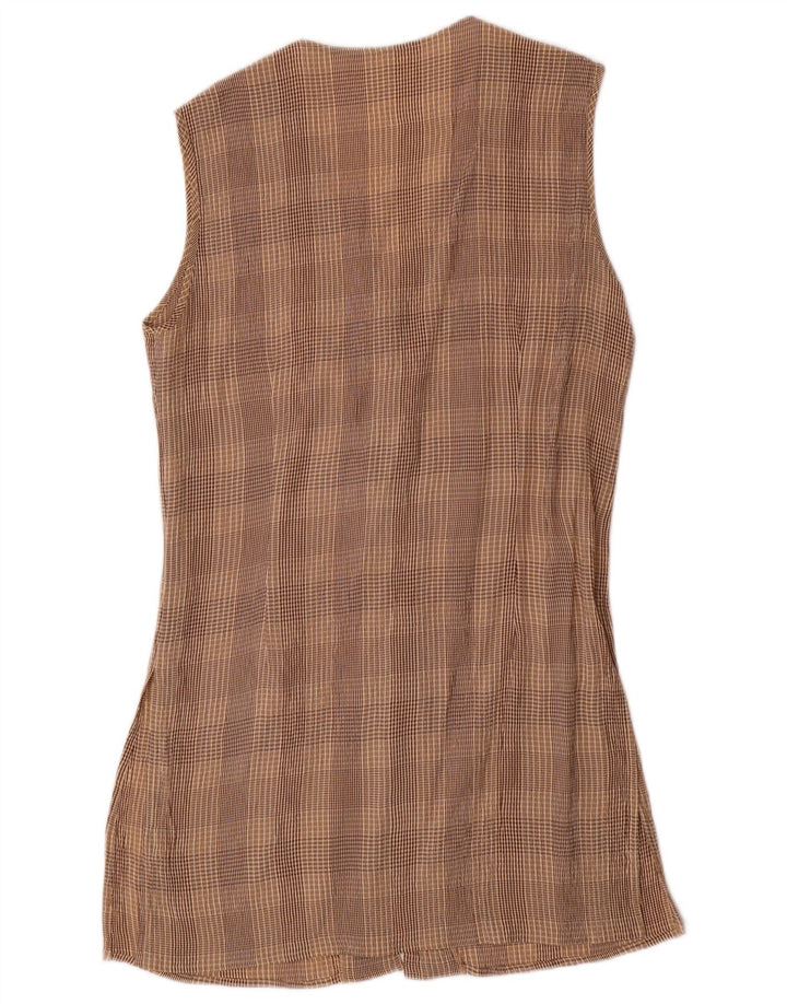 Conjunto feminino VINTAGE de 4 botões e 2 peças Reino Unido 10 pequeno W28 marrom xadrez acetato